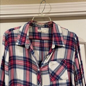 Beach lunch lounge plaid Button-Up Shirt Size L like new